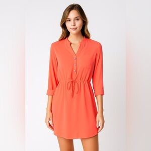 Mittoshop Neon Coral Drawstring Tunic Dress Women’s Small